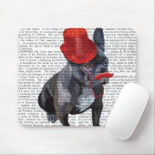 Franse bulledog met Red Top Hat en Mustache Muismat (Met muis)