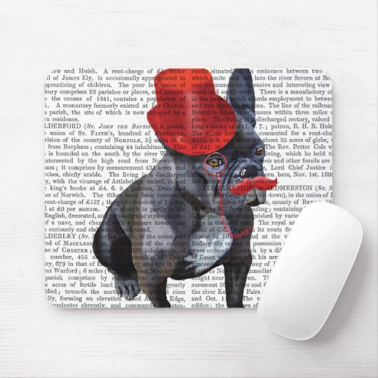 Franse bulledog met Red Top Hat en Mustache Muismat (Met muis)