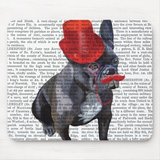 Franse bulledog met Red Top Hat en Mustache Muismat (Voorkant)
