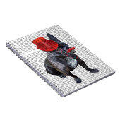 Franse bulledog met Red Top Hat en Mustache Notitieboek (Rechterzijde)
