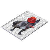 Franse bulledog met Red Top Hat en Mustache Notitieboek (Linkerzijde)