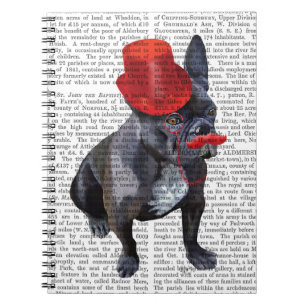 Franse bulledog met Red Top Hat en Mustache Notitieboek