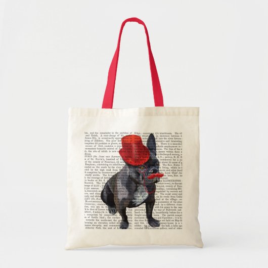 Franse bulledog met Red Top Hat en Mustache Tote Bag (Voorkant)