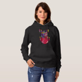 Franse bulledog met rood hart kleurrijk hoodie (Voorkant volledig)