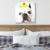 Franse bulledog met Rubber Duck Canvas Afdruk (Insitu (Slaapkamer))