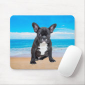 Franse bulledog op strand muismat (Met muis)