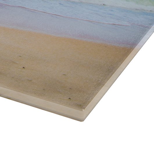 Franse bulledog op strand snijplank (Hoek)