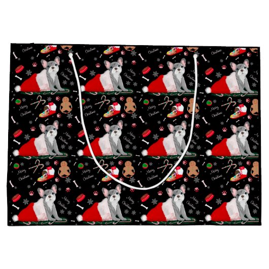 Franse bulledog-puppy in het Pet van Santa Groot Cadeauzakje (Achterkant)