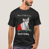 Franse bulledog-puppy in Santa Hat T-shirt (Voorkant)