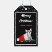 Franse bulledog-puppy op het Pet van Santa Cadeaulabel (Achterkant)
