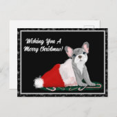 Franse bulledog-puppy op het Pet van Santa Feestdagenkaart (Voorkant / Achterkant)