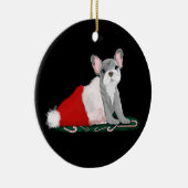 Franse bulledog-puppy op het Pet van Santa Keramisch Ornament (Rechts)