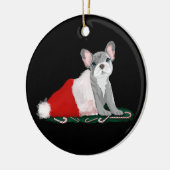Franse bulledog-puppy op het Pet van Santa Keramisch Ornament (Links)