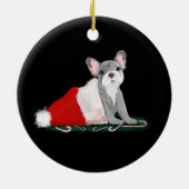 Franse bulledog-puppy op het Pet van Santa Keramisch Ornament (Achterkant)