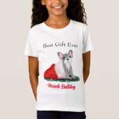 Franse bulledog-puppy op het Pet van Santa T-shirt (Voorkant)