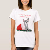 Franse bulledog-puppy op het Pet van Santa T-shirt (Voorkant)