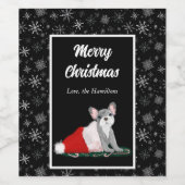 Franse bulledog-puppy op het Pet van Santa Wijn Etiket (Enkel label)