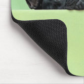 Franse bulledog puppy peering over de muur muismat (Hoek)