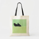 Franse bulledog puppy peering over de muur tote bag (Voorkant)