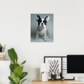 Franse bulledog-puppy ter attentie van poster (Thuiskantoor)