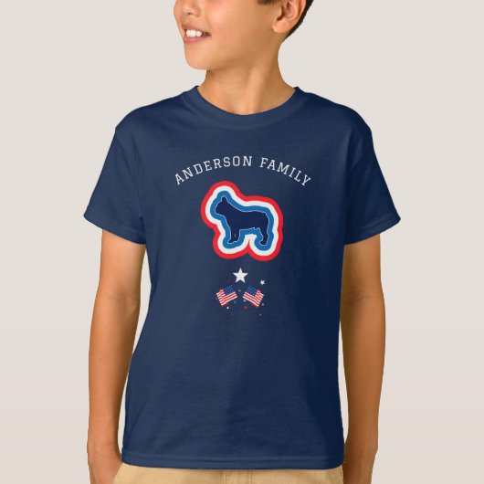 Franse bulledog Red White en Blue 4 juli dog T-shirt (Voorkant)