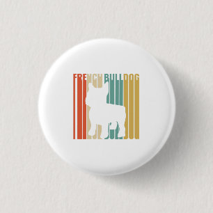 Franse bulledog Retro 1970s cadeau voor Hondenlief Ronde Button 3,2 Cm