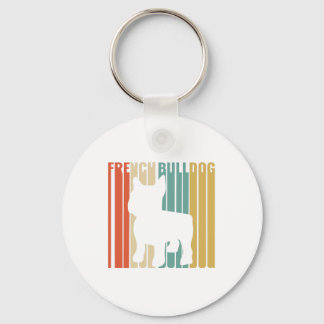 Franse bulledog Retro 1970s cadeau voor Hondenlief Sleutelhanger