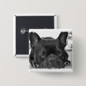 Franse bulledog Square Pin Vierkante Button 5,1 Cm (Voorkant /achterkant)