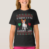 Franse bulledog Ugly kerstSweater Naughty List T-shirt (Voorkant)