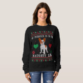 Franse bulledog Ugly kerstSweater Naughty List Trui (Voorkant volledig)