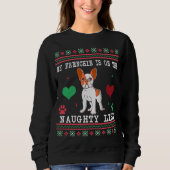 Franse bulledog Ugly kerstSweater Naughty List Trui (Voorkant)