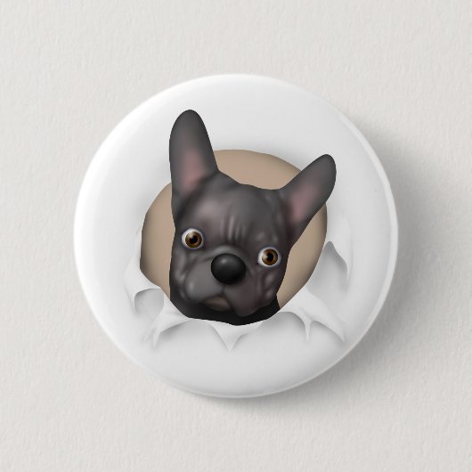 Franse bulledog (zwart) Busting out Ronde Button 5,7 Cm (Voorkant)