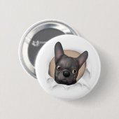 Franse bulledog (zwart) Busting out Ronde Button 5,7 Cm (Voorkant /achterkant)