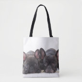 Franse bulledogs die op een mand springen tote bag (Voorkant)