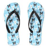 Franse bulledogs met het woord Funny Pattern Blue Teenslippers (Voetbed)