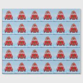 Franse bullehond in auto met kerstman cadeaupapier (Vlak)