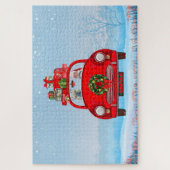 Franse bullehond in auto met kerstman legpuzzel (Verticaal)
