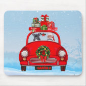 Franse bullehond in auto met kerstman muismat (Voorkant)