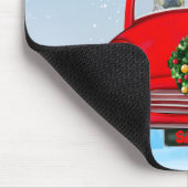 Franse bullehond in auto met kerstman muismat (Hoek)