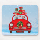 Franse bullehond in auto met kerstman muismat (Voorkant)
