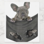 Franse bullehond in pap-uppy dog wijn etiket (Enkel label)