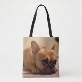 Franse bullehond met onaantrekkelijk gezicht tote bag (Voorkant)