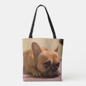 Franse bullehond met onaantrekkelijk gezicht tote bag (Achterkant)