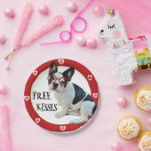 Franse bullehond - Rode glazen, vrije kussens Papieren Bordje (Feest)