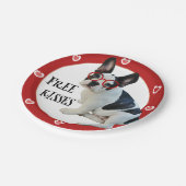 Franse bullehond - Rode glazen, vrije kussens Papieren Bordje (Gekanteld)