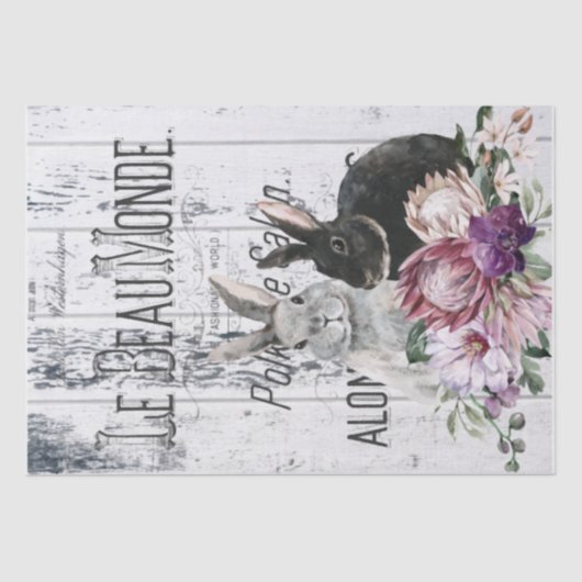 Franse Bunnies Floral Tissuepapier (Voorkant)