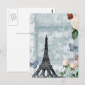  Franse Butterflies en Rozen Briefkaart (Voorkant / Achterkant)