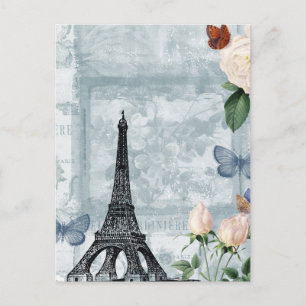 Franse Butterflies en Rozen Briefkaart