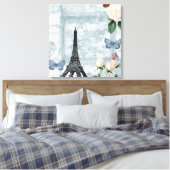 Franse Butterflies en Rozen Canvas Afdruk (Insitu (Slaapkamer))