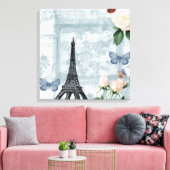 Franse Butterflies en Rozen Canvas Afdruk (Insitu (Woonkamer))